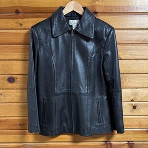 Petite Sophisticate Black Leather Jacket